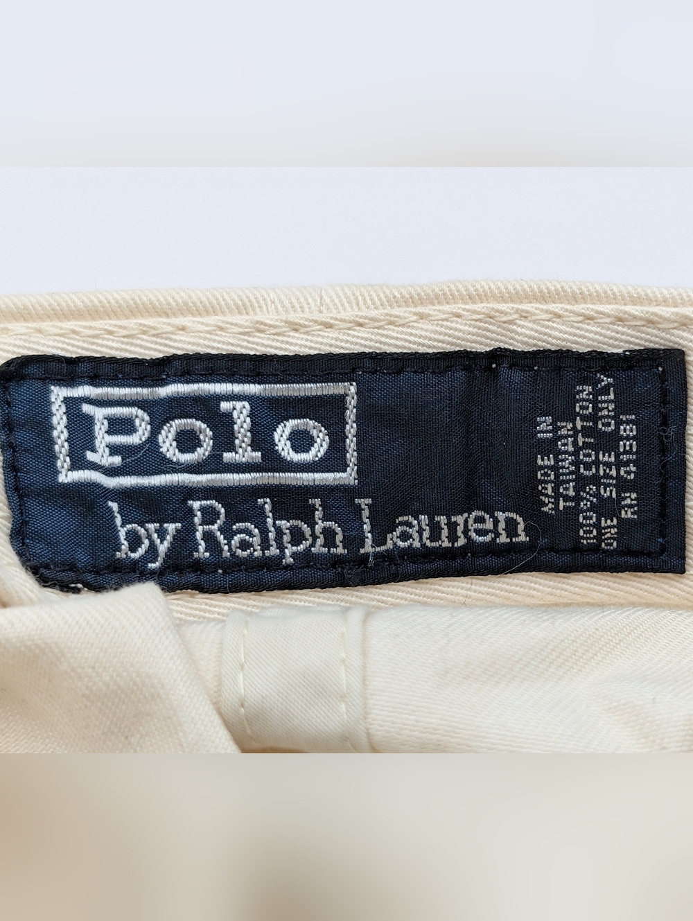 Polo by Ralph Lauren Cream Baseball Cap w Navy Pony Vintage Polo Ralph Lauren - Picture 7 of 7